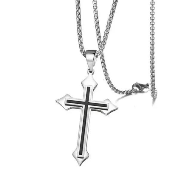 New Men’s Stainless Steel Cross Necklace - Picture 2 of 5